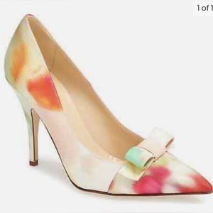 Kate spade watercolor heels with bow. Size 8 1/2. Made in Italy.